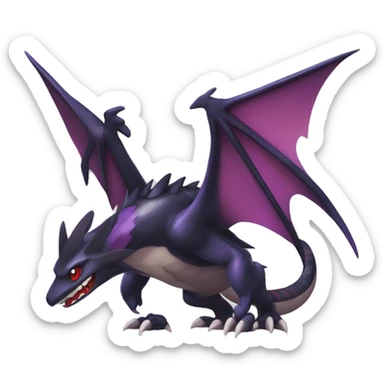 Black Cool Edgy Nargacuga-Garchomp-Noivern-Noibat Fakémon  with White and Red and purple and black Edgy markings sticker