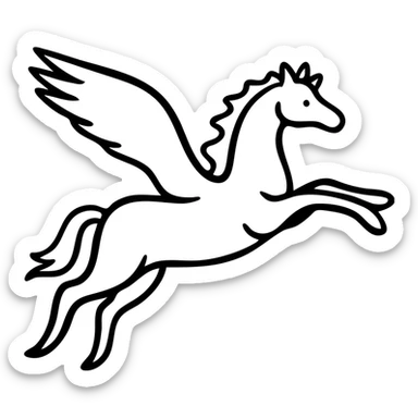 Graceful Pegasus with flowing mane and large wings in mid-flight sticker