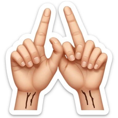 two hands making an M with thumb and pointer finger sticker