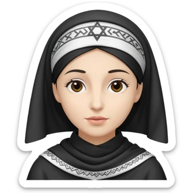 religious jewish woman with kercheif on head black and white sticker