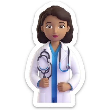 mature 60 year old doctor with stethoscope, dark brown hair, medium-dark tan skin tone, cinnamon skin, professional looking but not elderly sticker