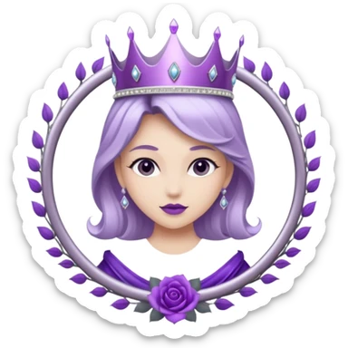 Purple shadow rose silver circle plaque with silver tiara sticker