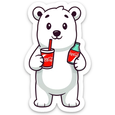 polar bear in a Hawaiian shirt drinking Coca Cola sticker