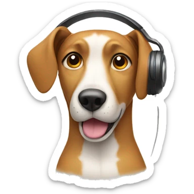 A dog listening to music sticker