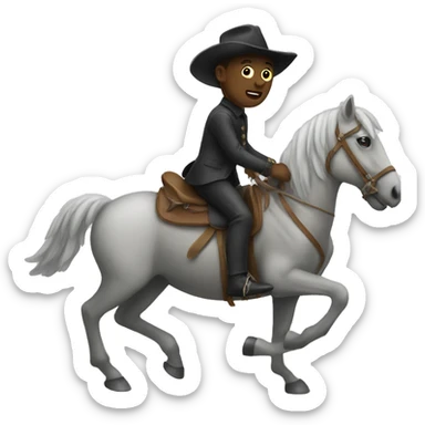 An weird person on a horse sticker