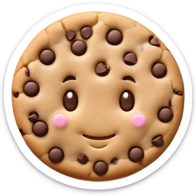 kawaii cookie with chocolate chips and a tiny smiling face sticker