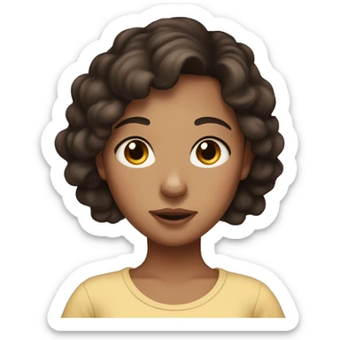 a girl with dark brown hair with brown eyes a freckle on her nose and is pregnant sticker