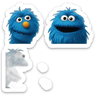 blue sesame street monster sticker