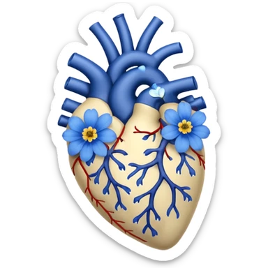 Anatomy heart + blue flowers sticker