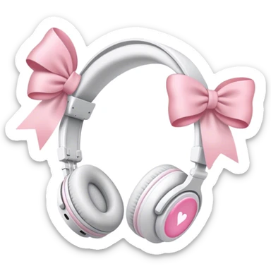 White headphones with 2 light pink bows sticker