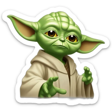 master yoda with one hand up in stop sign sticker