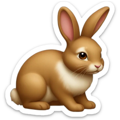 Doudou lapin couleur brun sticker