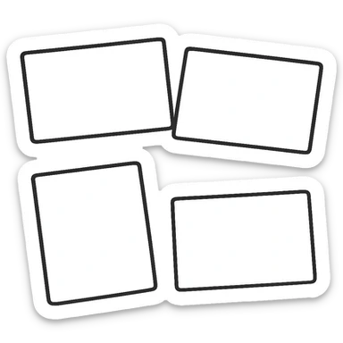 flat toon style cartoonish white flashcards, no background sticker