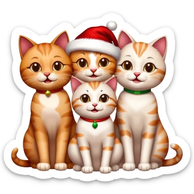 three happy christmas cats sticker