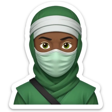Ninja arab green and white with mask  sticker