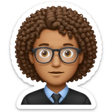 homme blanc brun avec cheveux frisés et lunette sticker