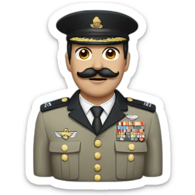 man with black hair and black toothbrush mustache in military uniform sticker