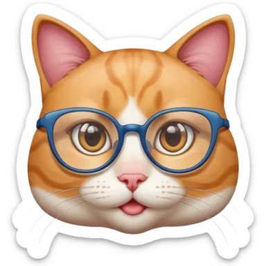 cute girl cat with really big, super thin-framed glasses sticker
