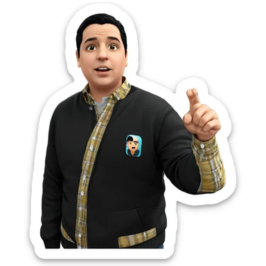 boy with black hair indoors sticker