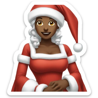Black ms clause beautiful  sticker