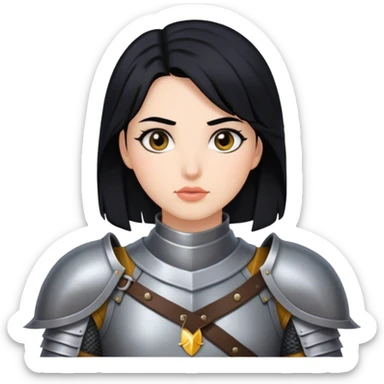 knight woman with black hair sticker