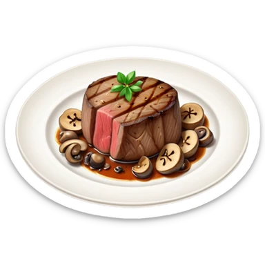 Plate of filet mignon and mushrooms  sticker