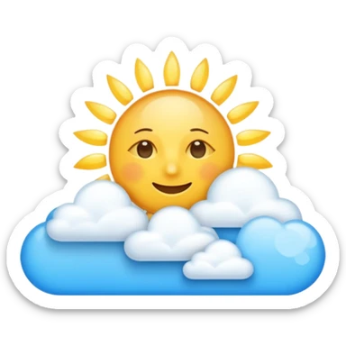 bright blue sky with scattered clouds and sun rays, no faces sticker