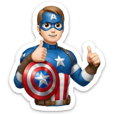 Captain America's shield, giving a big thumbs-up sticker