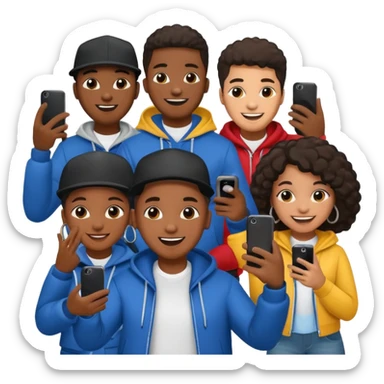 Crowd of people African American at a  hip hop concert recording video sticker