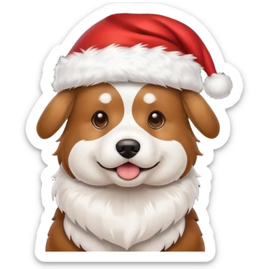 dog wearing Santa hat and Christmas lights sticker