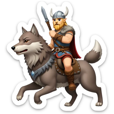 Viking Warrior Riding A Wolf  sticker