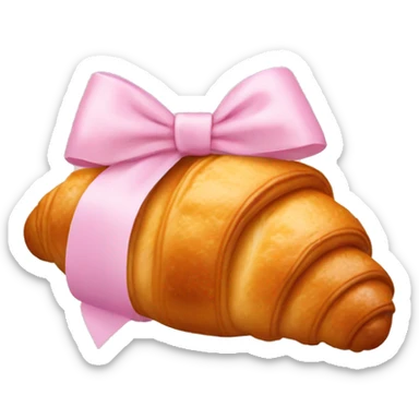 Croissant with light pink bow sticker