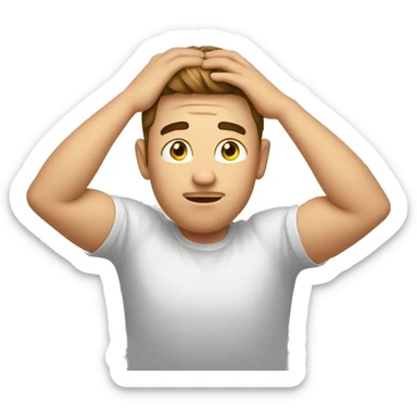 emoji that is realy trying to thing with hands on head sticker
