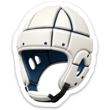 Cinematic Realistic image of rugby headgear with detailed padding and rugged design elements, set against a blurred stadium background with bold, high-contrast lighting that highlights its protective design sticker