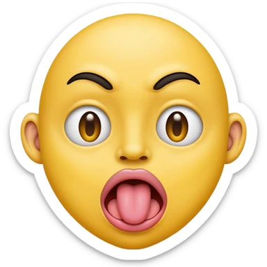 ryellow face with tongue sticking out to the side sticker