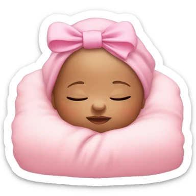 sleeping baby with pink bow on head sticker