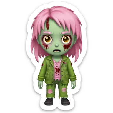 zombie emoji, cute chibi style, pinkish skin sticker