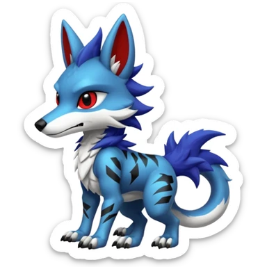 Cool randomly-colored chibi furry anthropomorphic fantasy-Fakémon-Sergal-Canine-Protogen-creature with edgy markings (full body) sticker