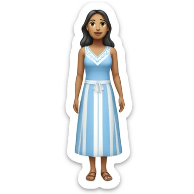 A woman from Amazonas / Brazil in a causal light blue and white dress sticker
