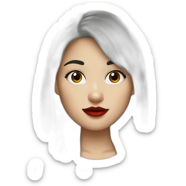 White-canada-girl-black-bangs-red-lipstick sticker