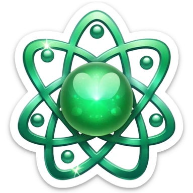 glitter green atomic symbol sticker