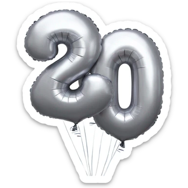 The number 30 as realistic silver balloons sticker