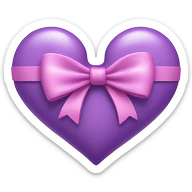 a violet heart wrapped by apink bow sticker