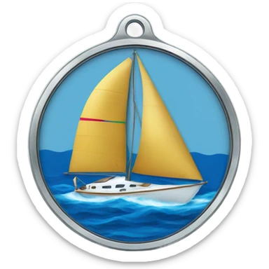sailing medal with boat in background sticker