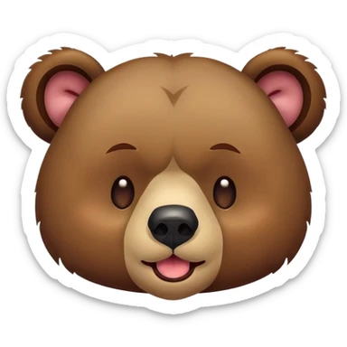 A bear face, playing dead. Eyes closed, tongue sticking out  sticker