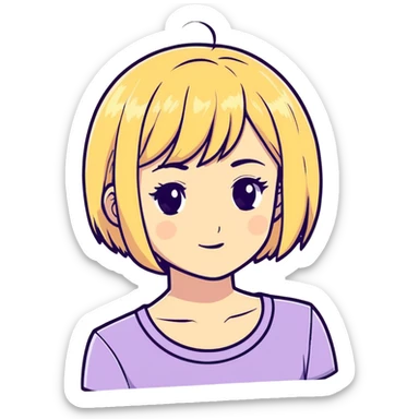 girl with short blonde hair sticker