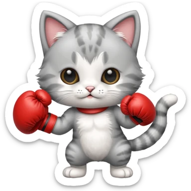 Adorable kitten with boxing gloves  sticker