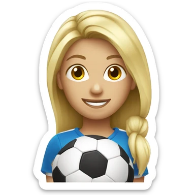 blond women with soccer  sticker