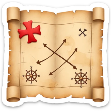 Treasure map with x and red dotted trail sticker