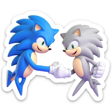 Sonic the Hedgehog and Silver the Hedgehog fist bumping sticker
